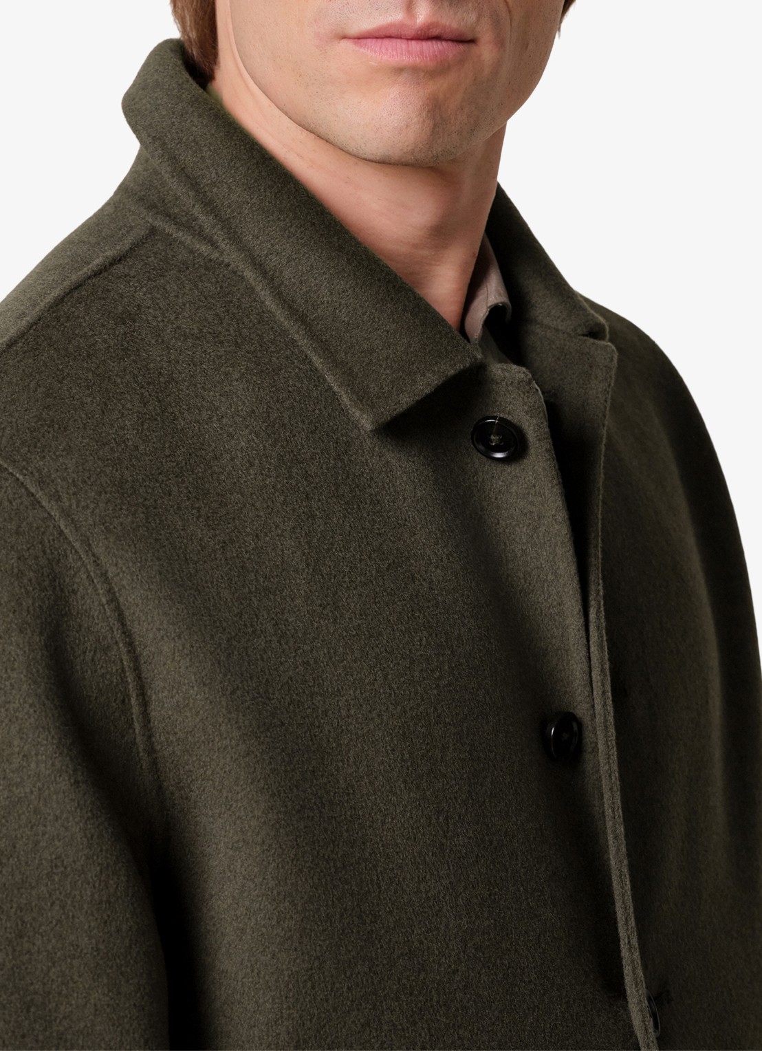 Profuomo Regular fit overshirt van wol met opgestike zakken - detail 6 groen