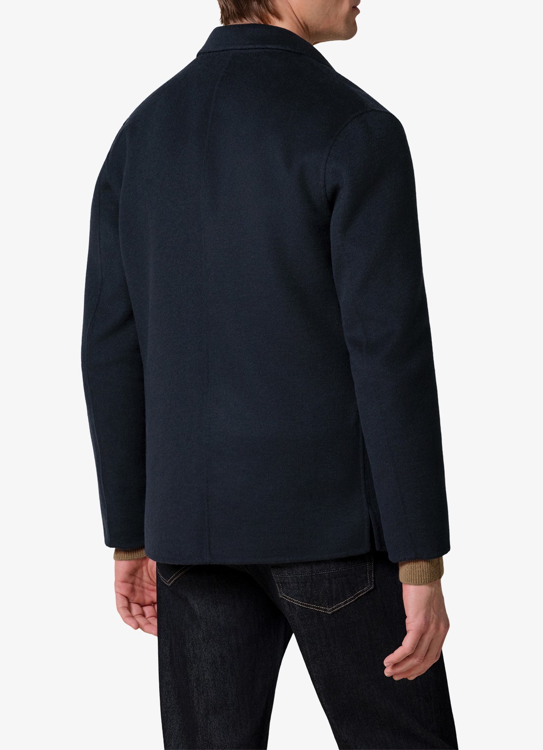 Profuomo Regular fit overshirt van wol met opgestike zakken - achterkant 3 donkerblauw