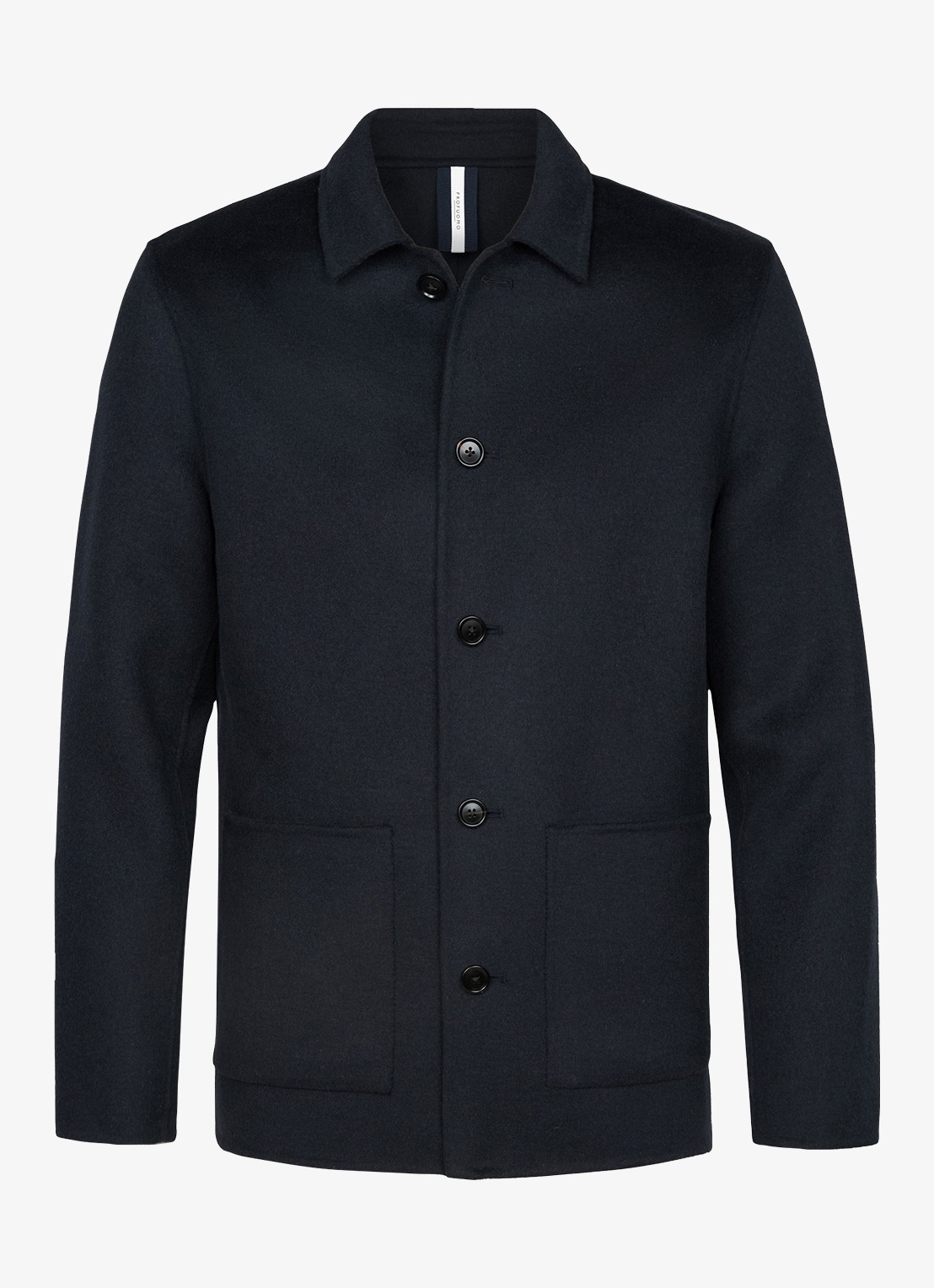 Profuomo Regular fit overshirt van wol met opgestike zakken - voorkant donkerblauw