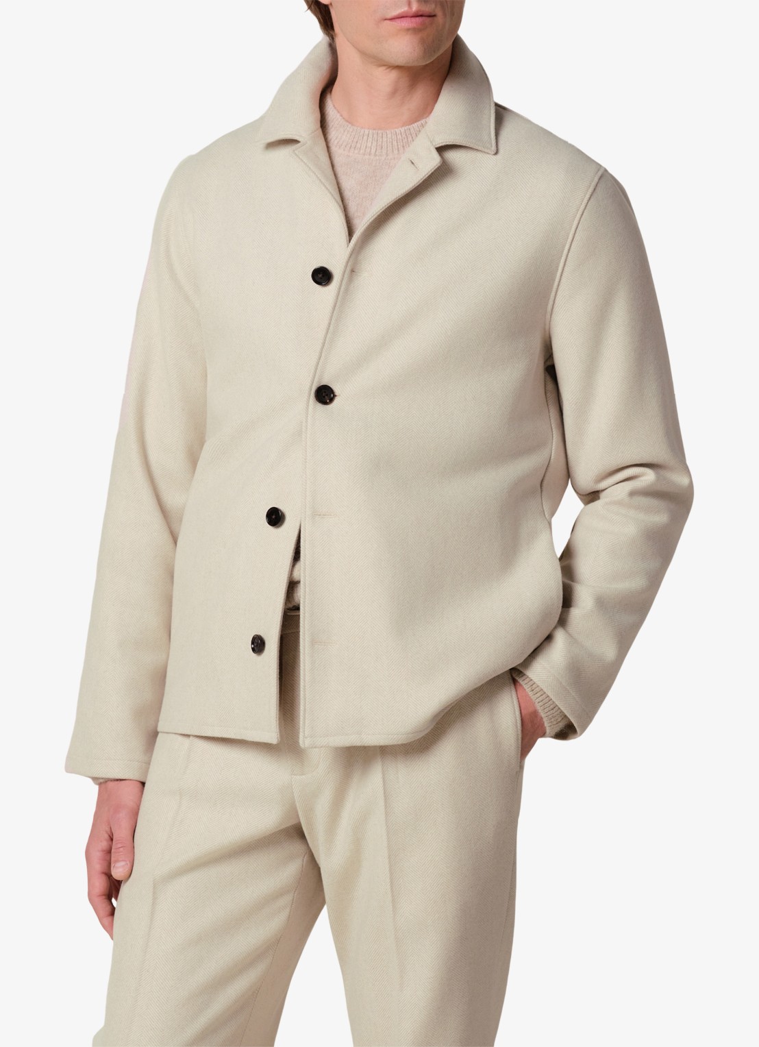 Profuomo Regular fit overshirt van wol - detail 3 beige