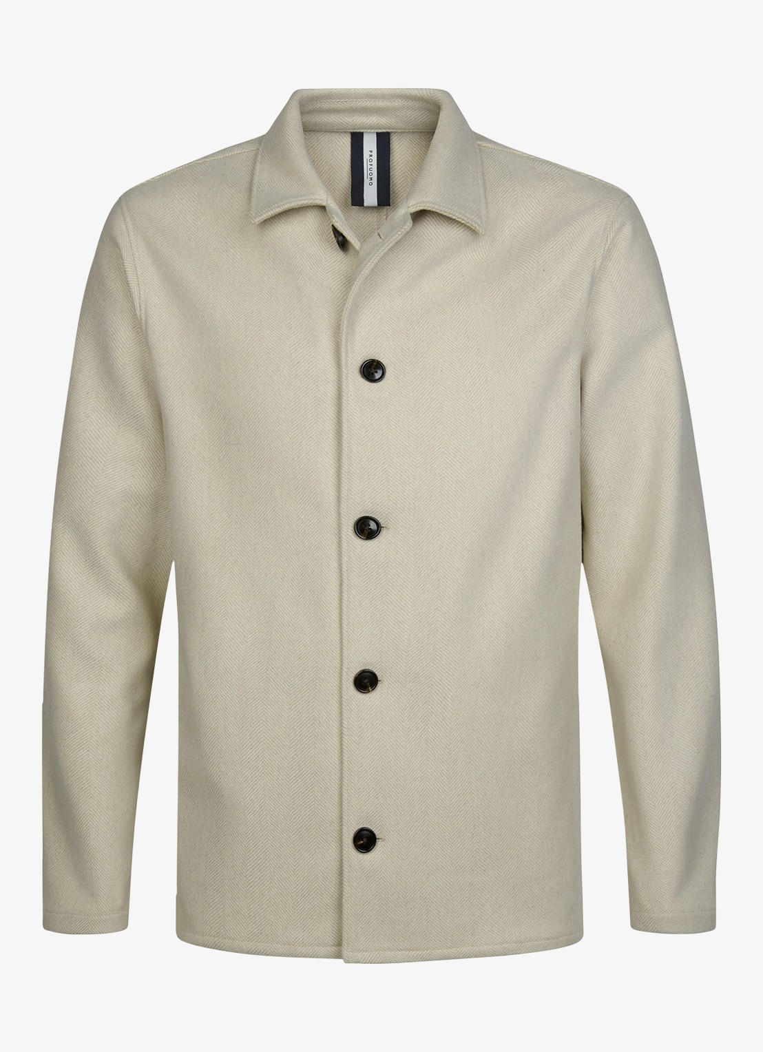 Profuomo Regular fit overshirt van wol - voorkant beige
