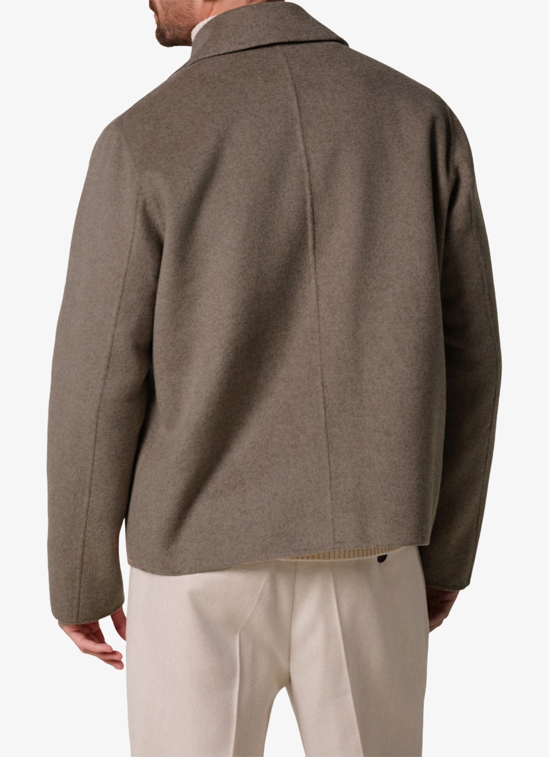 Profuomo Regular fit overshirt van wol - achterkant beige