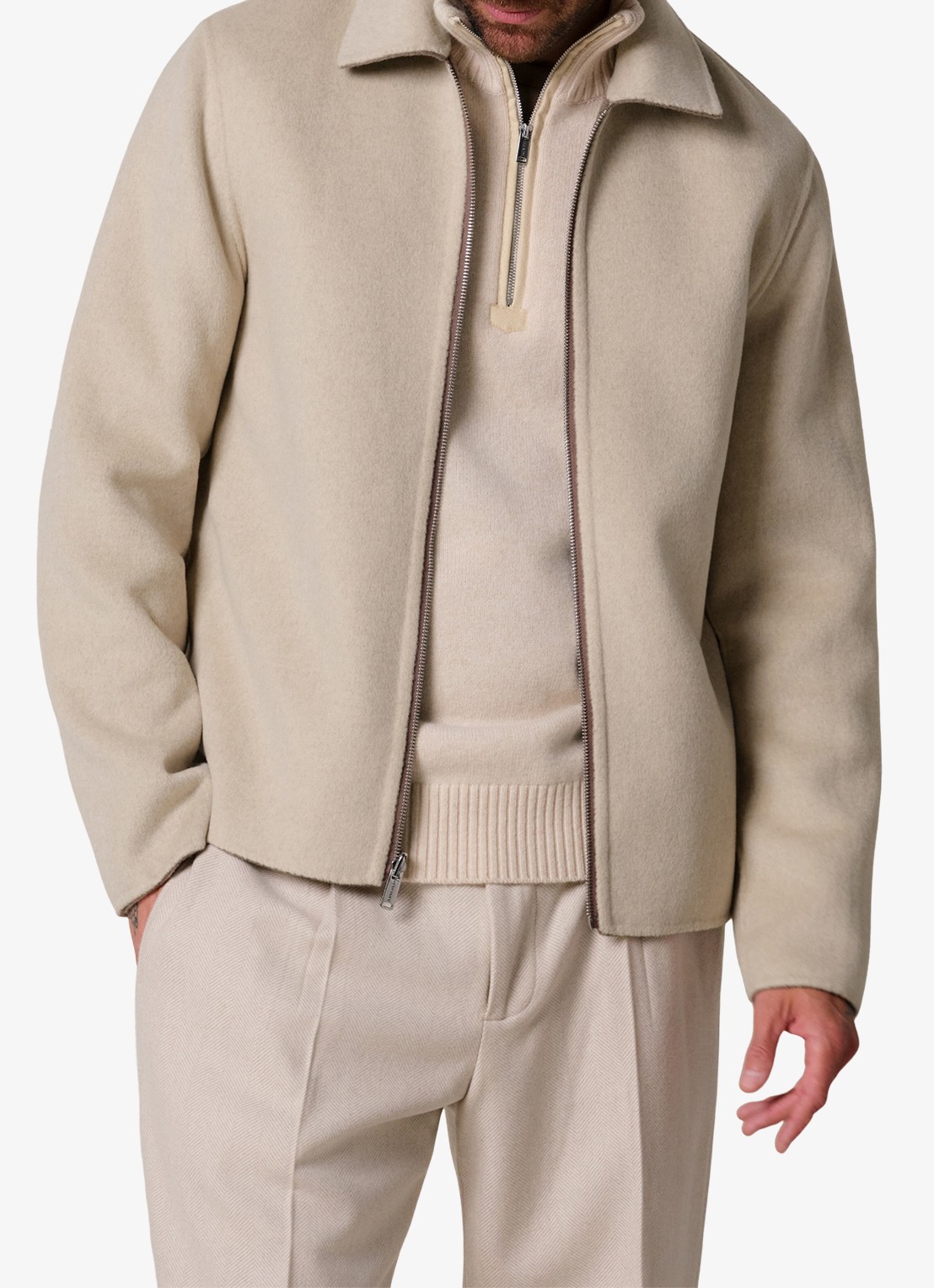 Profuomo Regular fit overshirt van wol - detail 8 beige