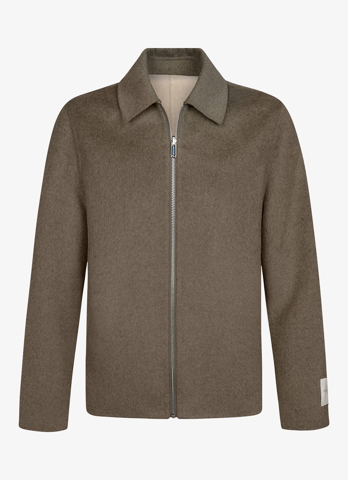 Profuomo Regular fit overshirt van wol - voorkant 2 beige