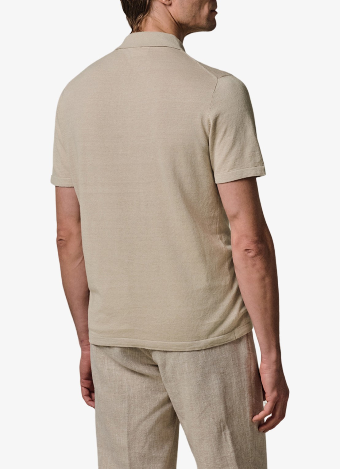 Profuomo Regular fit polo in linnenblend - achterkant 6 beige
