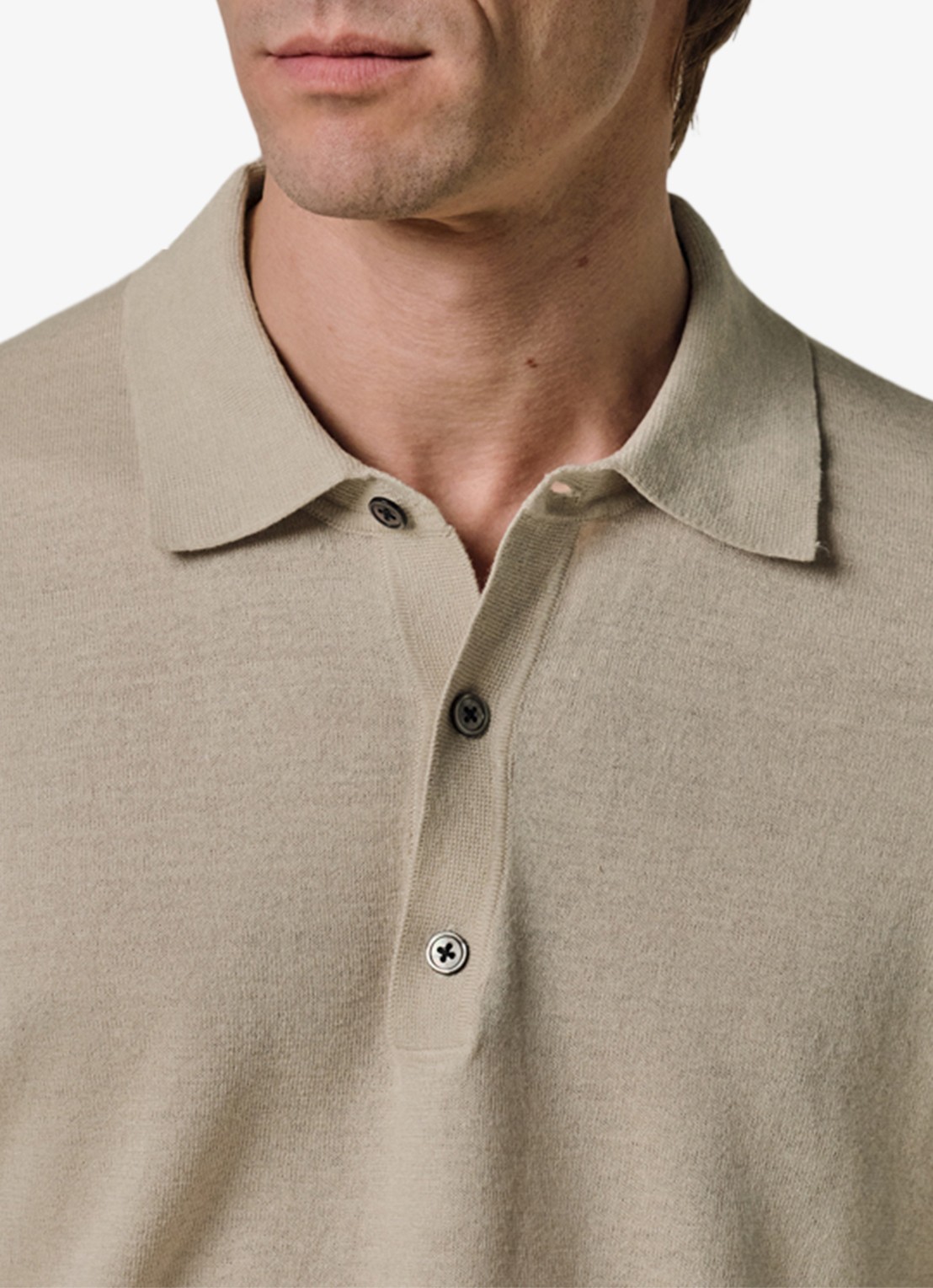 Profuomo Regular fit polo in linnenblend - detail 4 beige