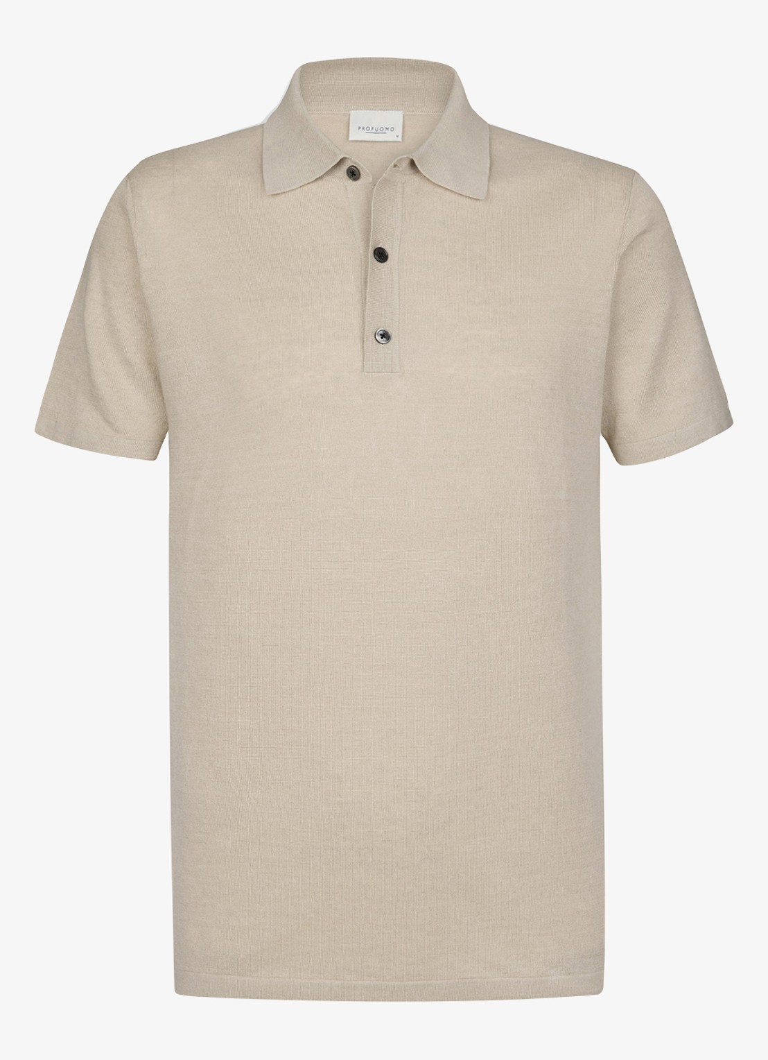 Profuomo Regular fit polo in linnenblend - voorkant beige