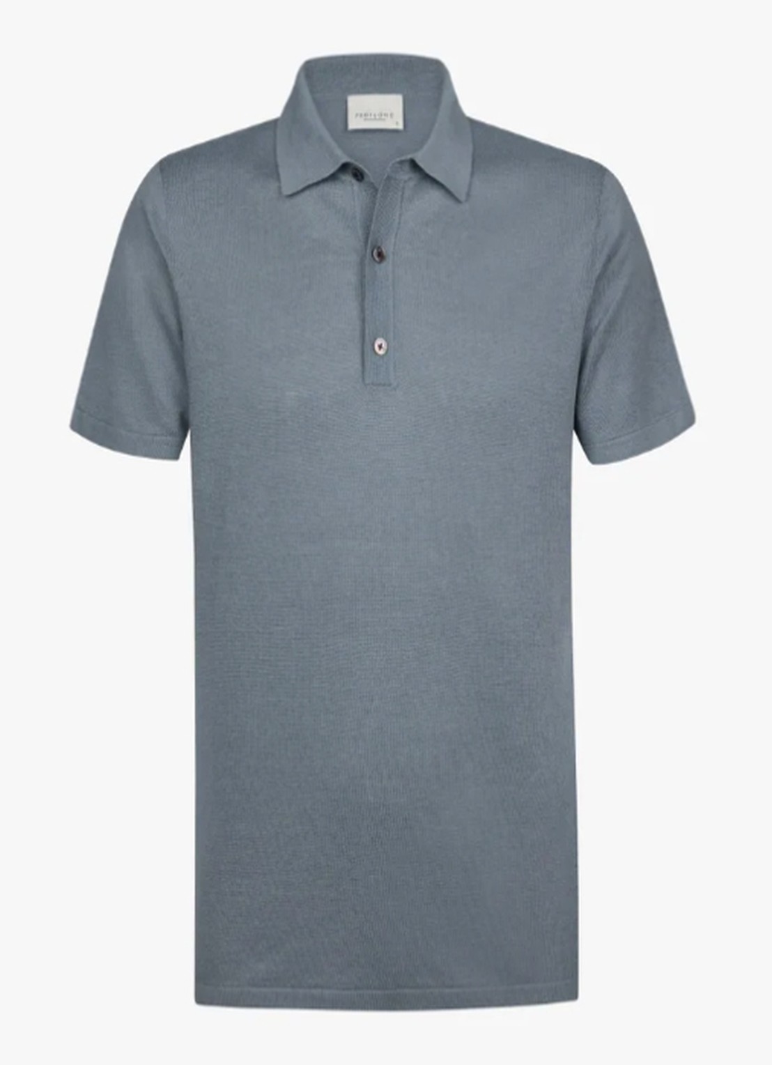 Profuomo Regular fit polo in linnenblend - detail 4 grijsblauw