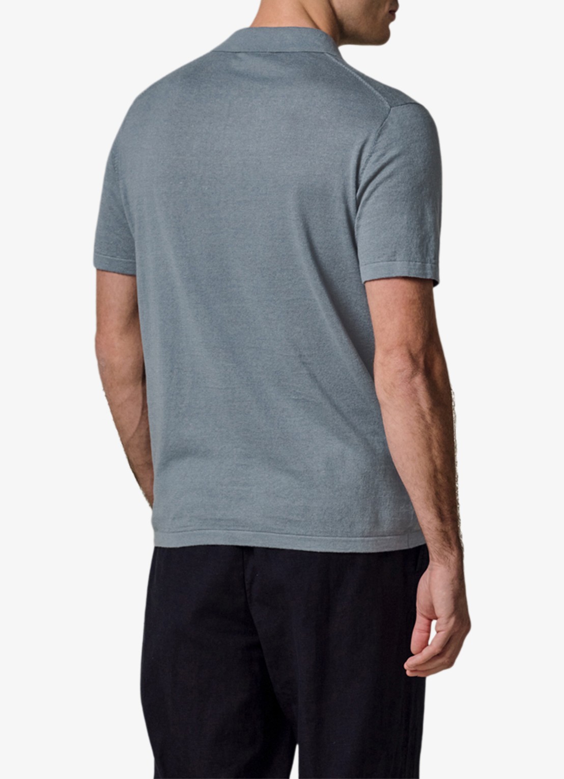 Profuomo Regular fit polo in linnenblend - achterkant 3 grijsblauw