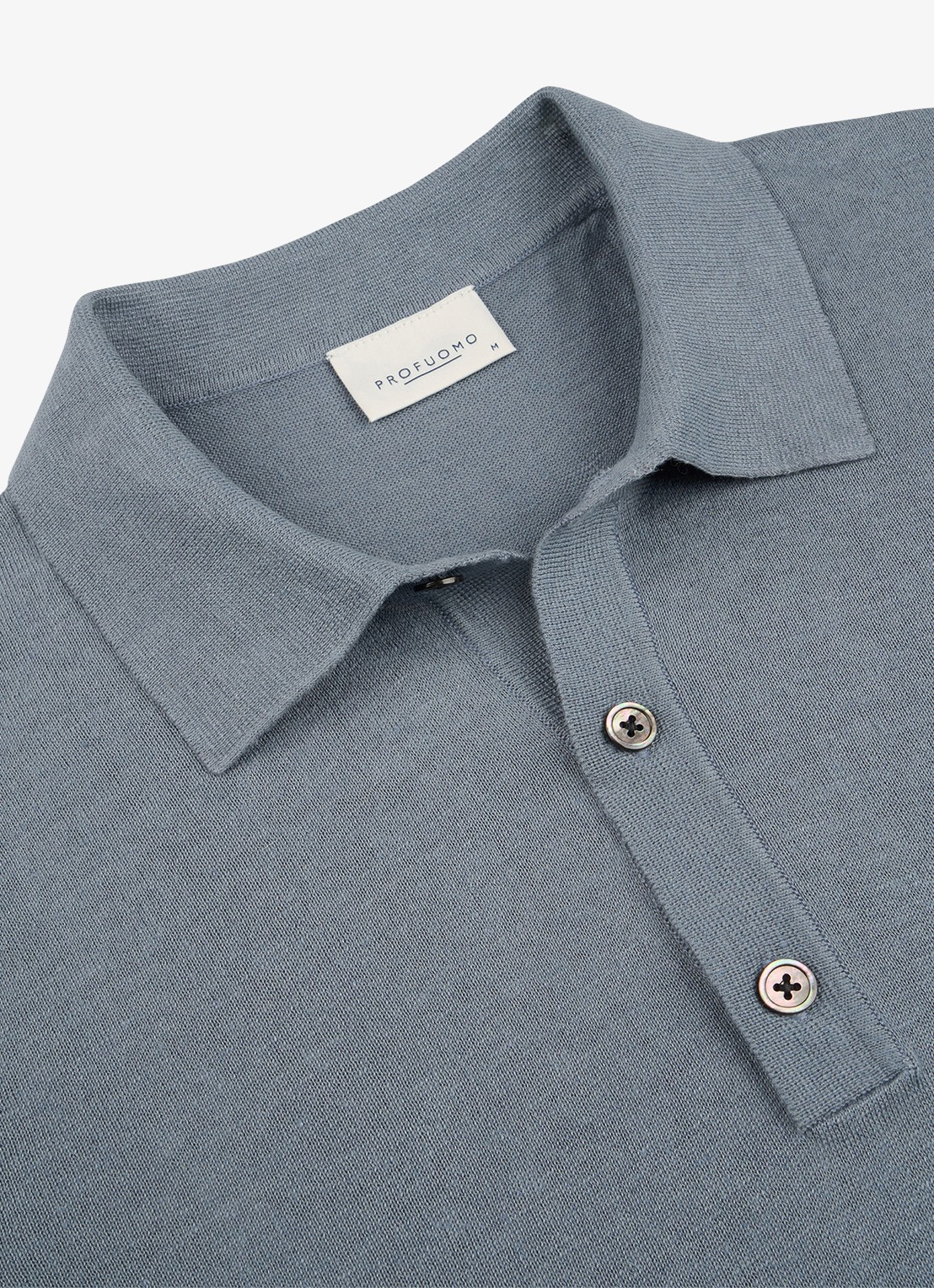Profuomo Regular fit polo in linnenblend - detail 7 grijsblauw