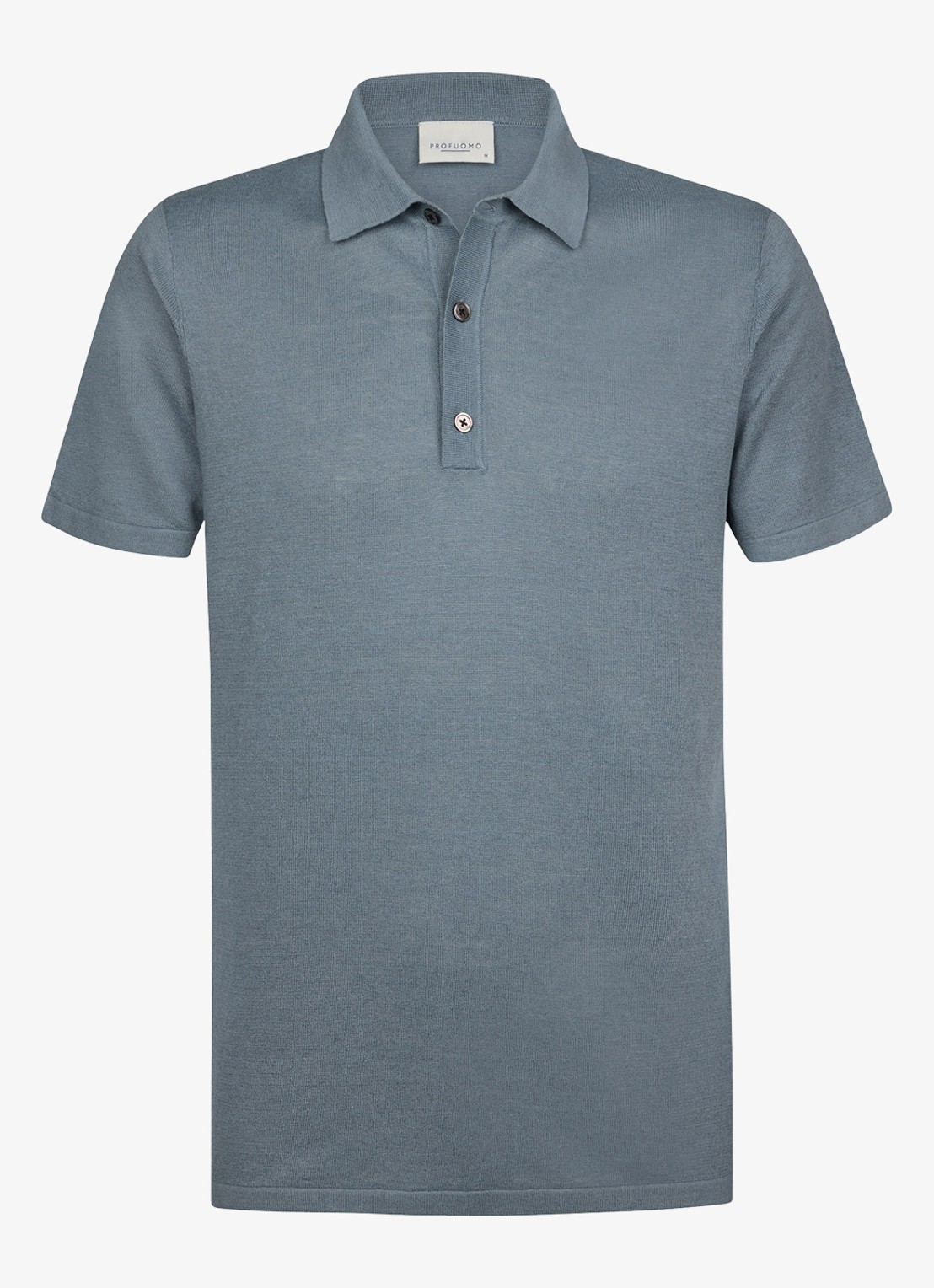 Profuomo Regular fit polo in linnenblend - voorkant grijsblauw