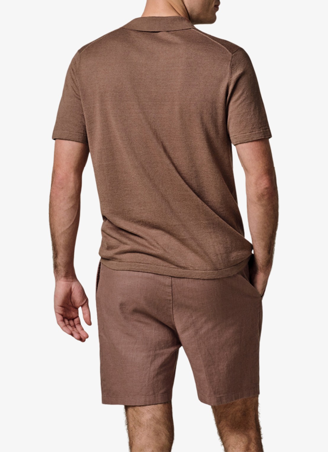 Profuomo Regular fit polo in linnenblend - achterkant 4 clay