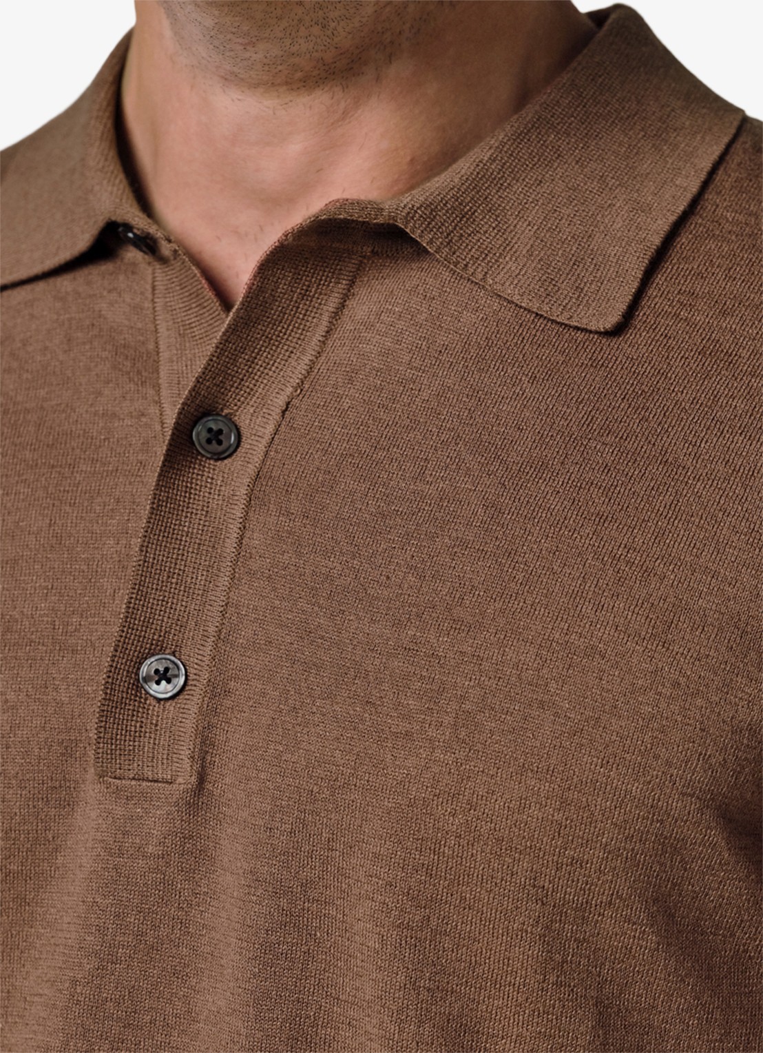 Profuomo Regular fit polo in linnenblend - detail 2 clay