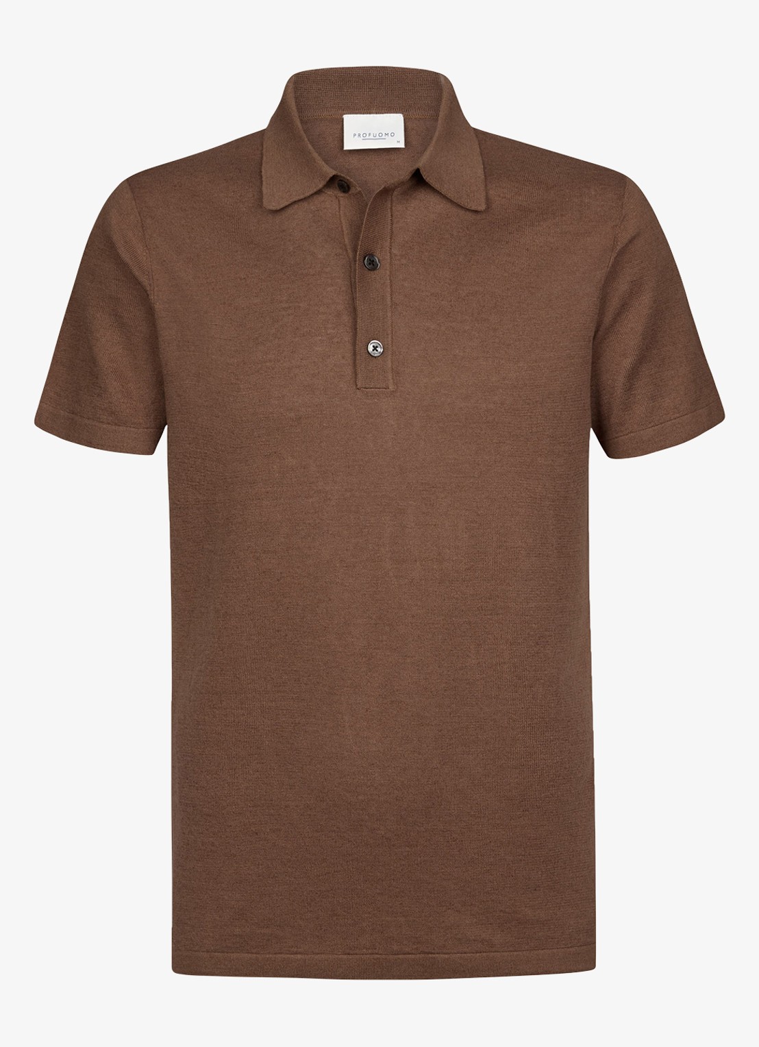 Profuomo Regular fit polo in linnenblend - voorkant 5 clay