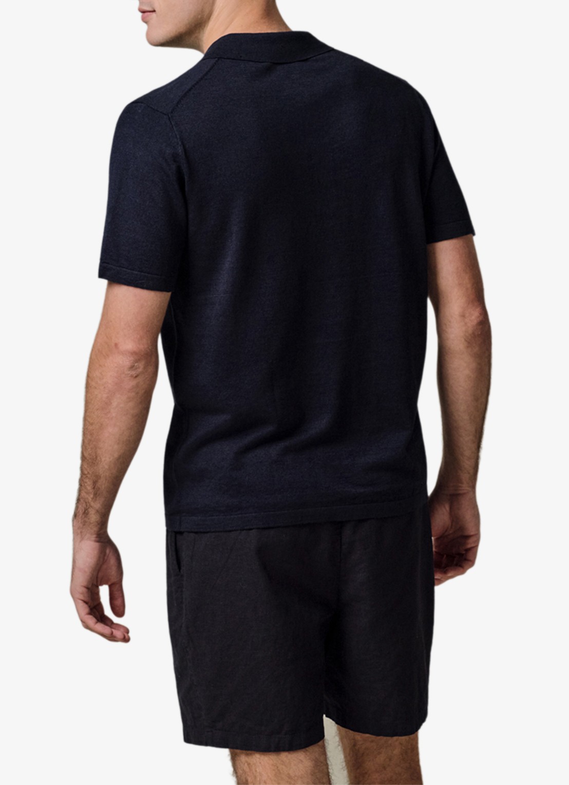 Profuomo Regular fit polo in linnenblend - achterkant 4 blauw