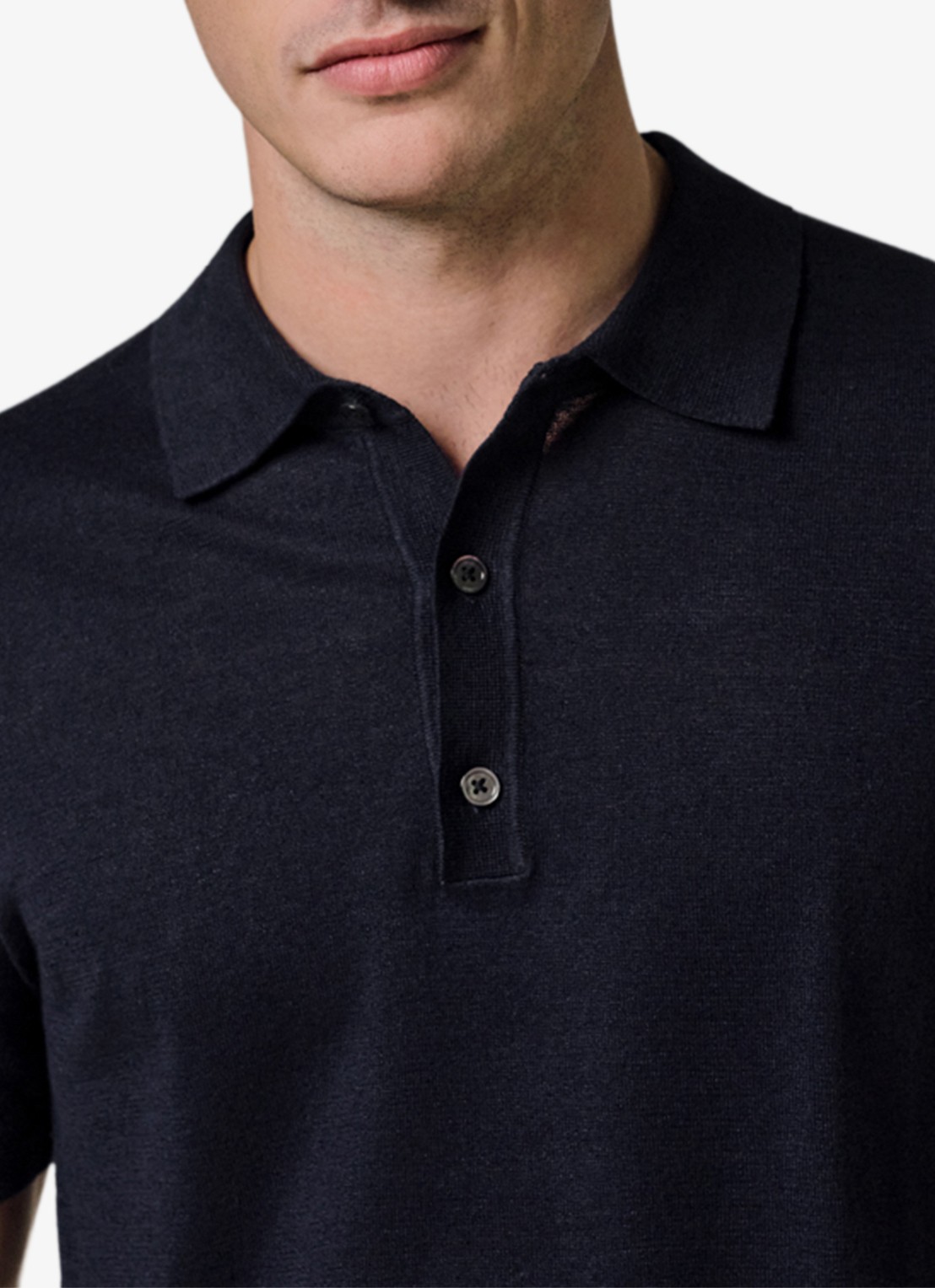 Profuomo Regular fit polo in linnenblend - detail 2 blauw
