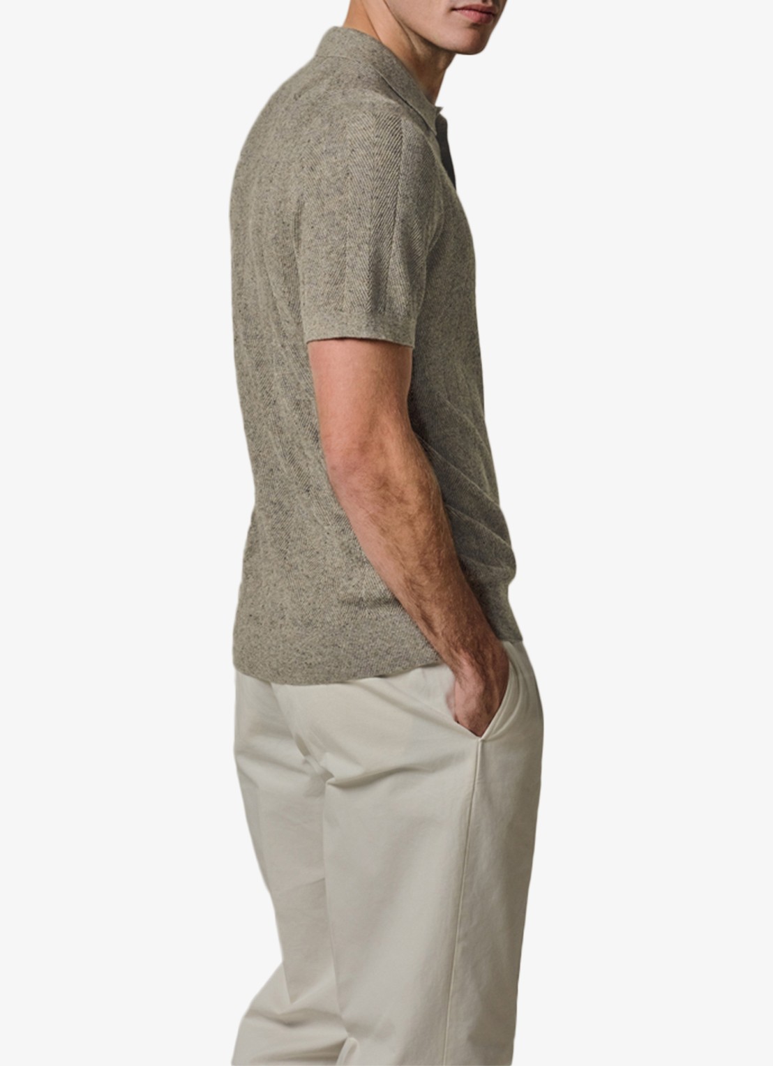 Profuomo Regular fit polo in linnenblend - achterkant 6 donkerbeige