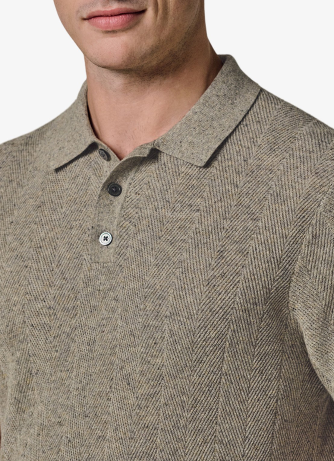 Profuomo Regular fit polo in linnenblend - detail 4 donkerbeige