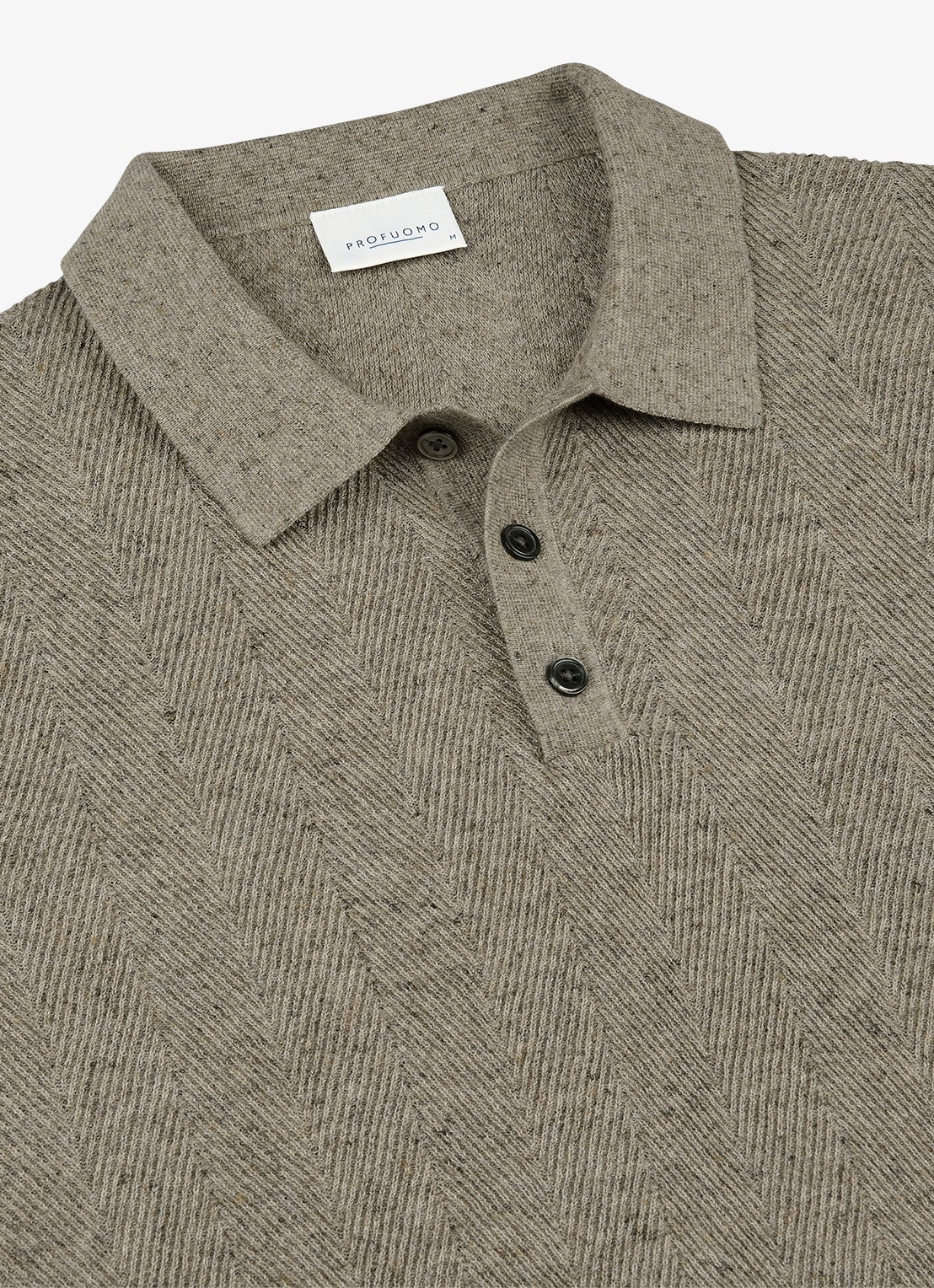 Profuomo Regular fit polo in linnenblend - detail 5 donkerbeige