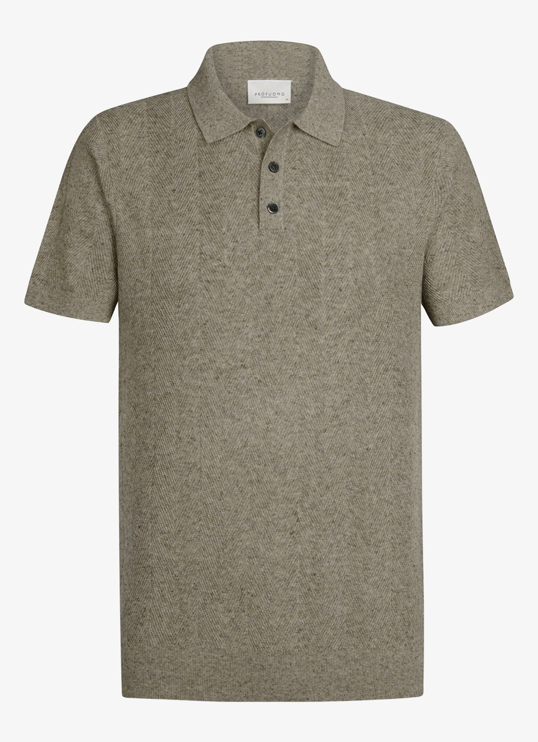 Profuomo Regular fit polo in linnenblend - voorkant donkerbeige