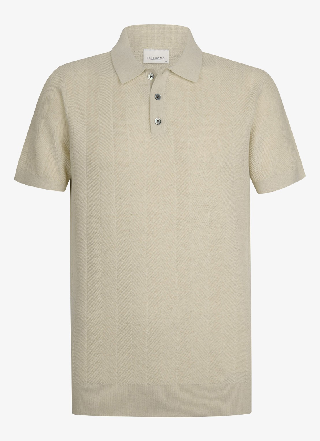 Profuomo Regular fit polo in linnenblend - voorkant 2 beige