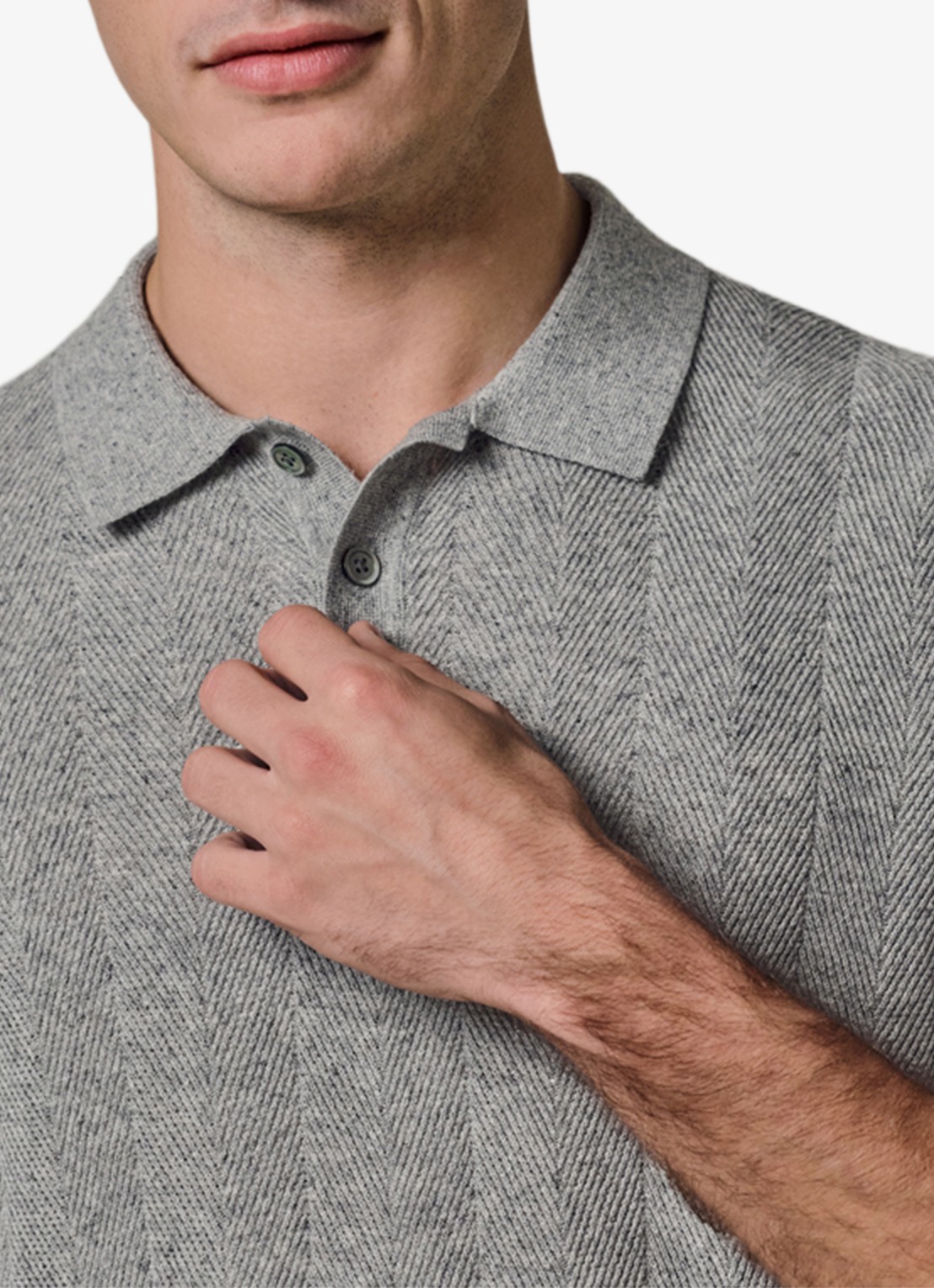 Profuomo Regular fit polo in linnenblend - detail 5 lichtgrijs