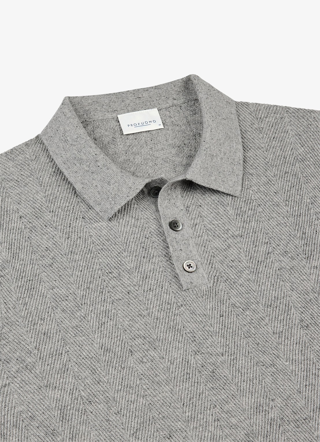 Profuomo Regular fit polo in linnenblend - detail 6 lichtgrijs