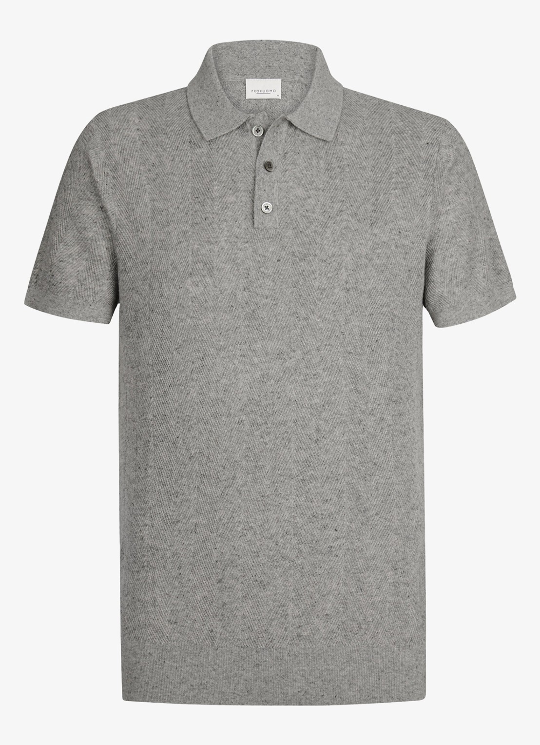 Profuomo Regular fit polo in linnenblend - voorkant 2 lichtgrijs