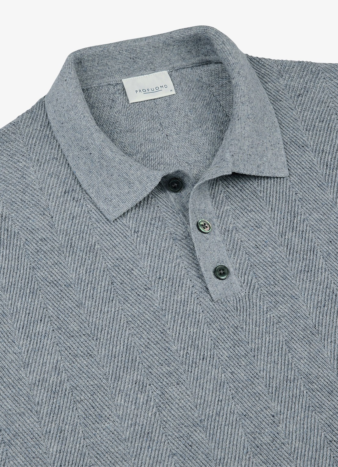 Profuomo Regular fit polo in linnenblend - detail 5 blauw