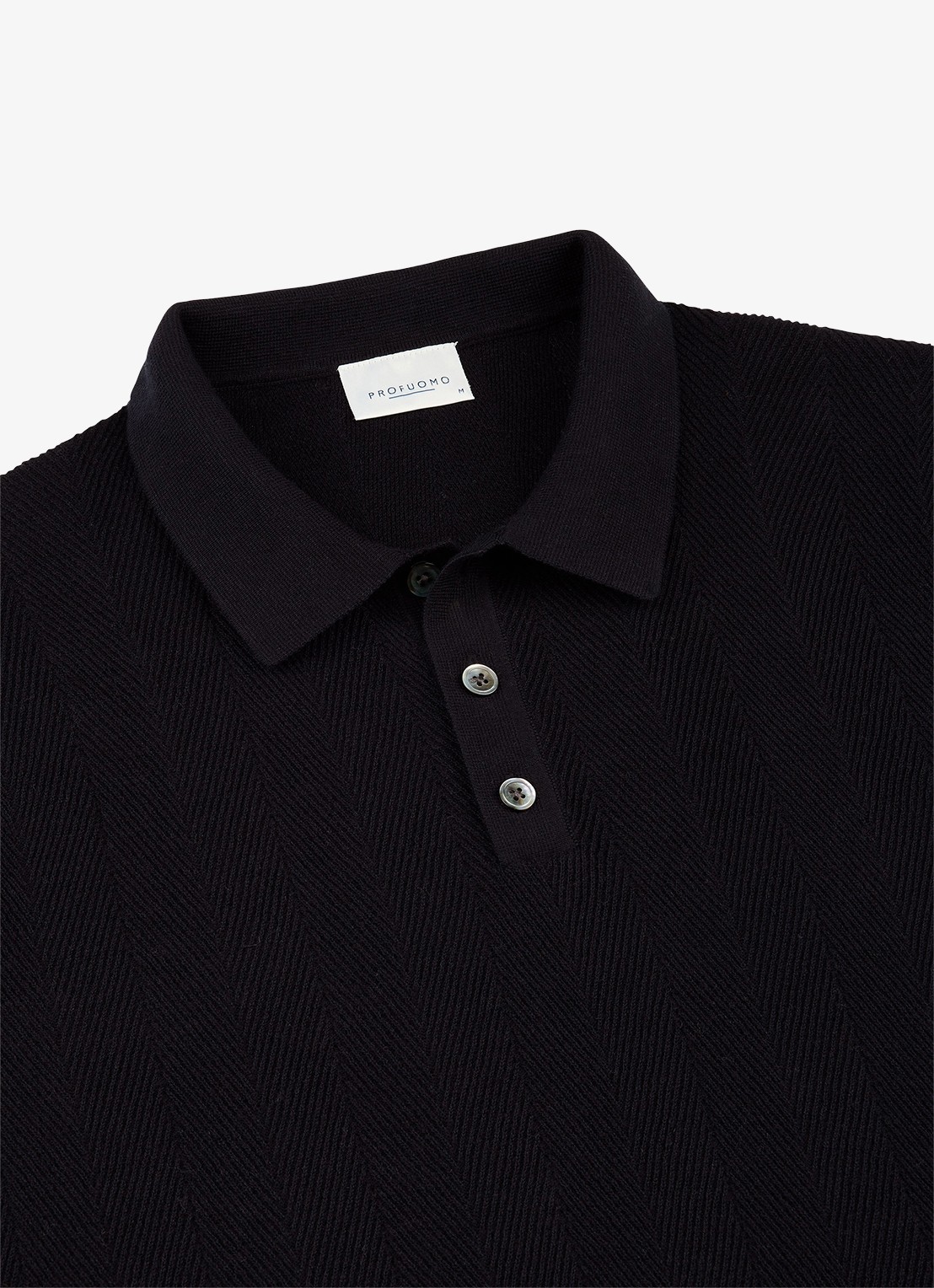 Profuomo Regular fit polo in linnenblend - detail 6 donkerblauw