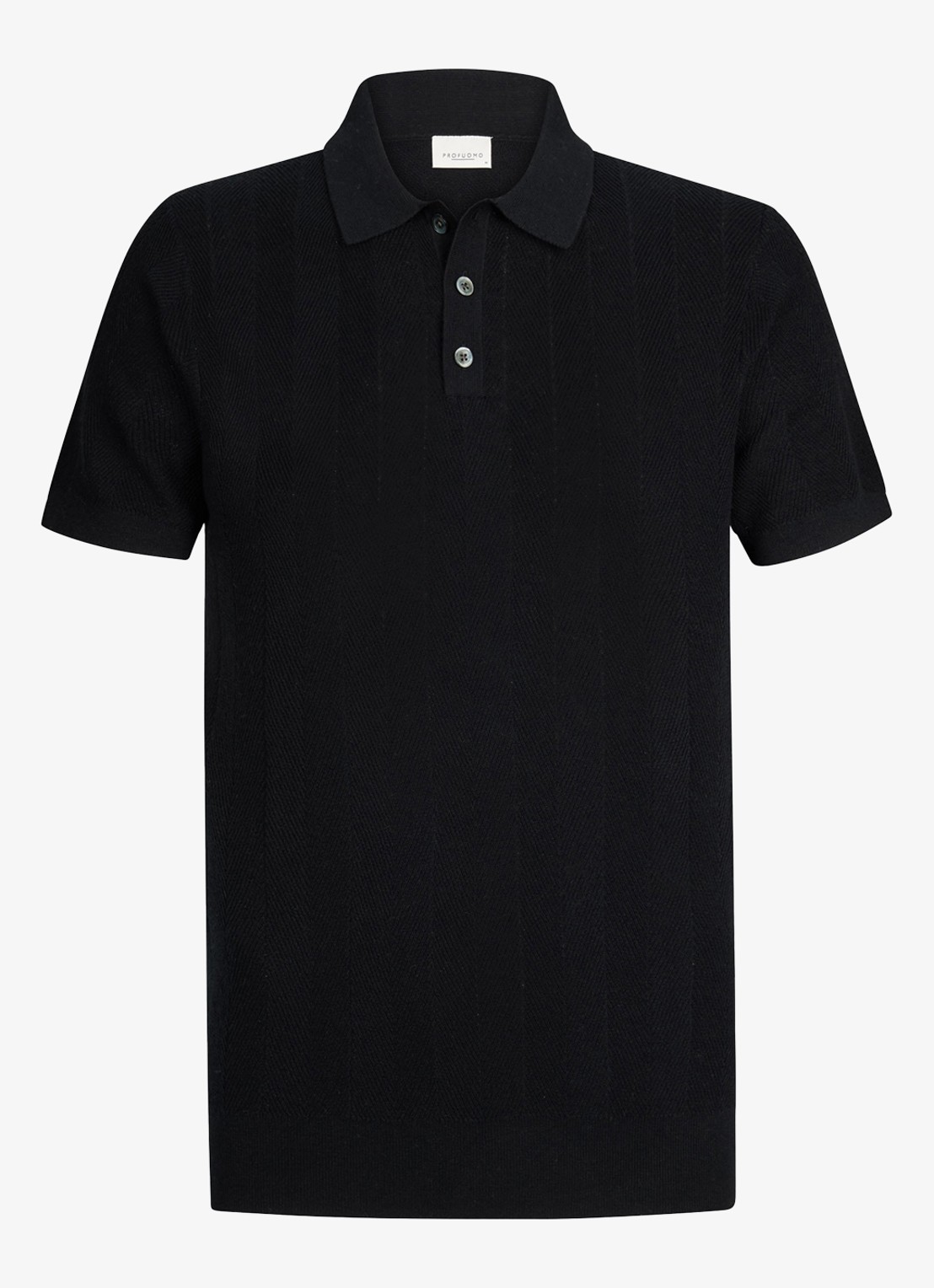 Profuomo Regular fit polo in linnenblend - voorkant donkerblauw