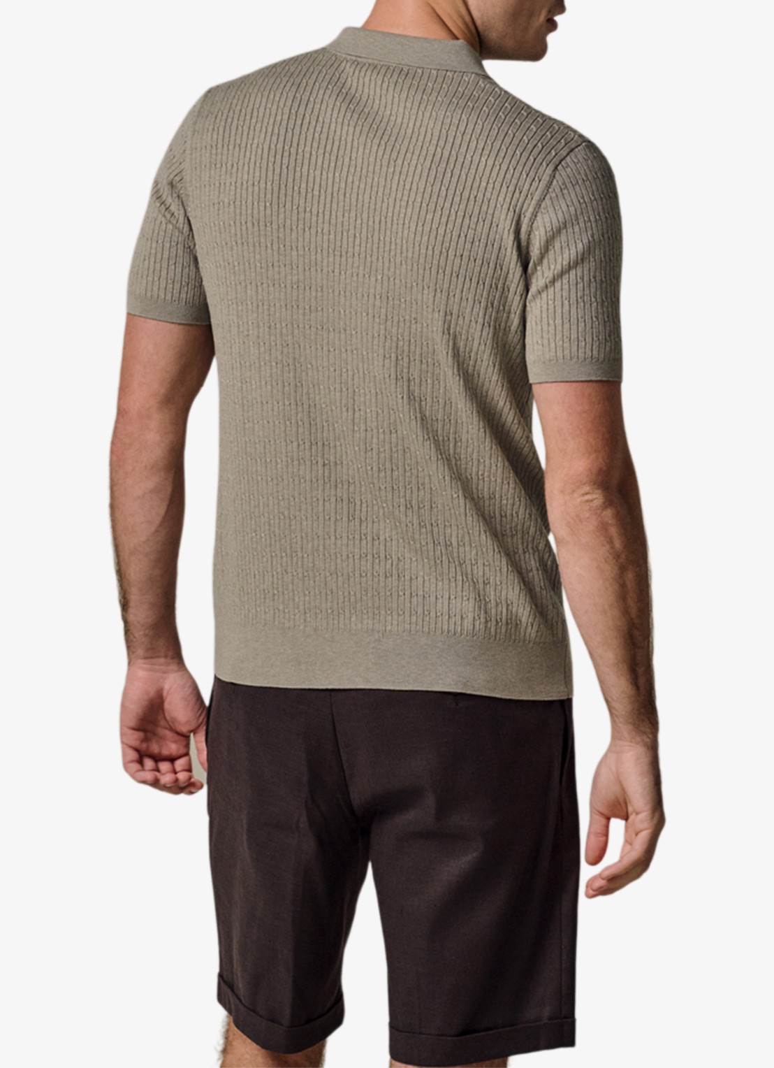 Profuomo Regular fit polo in zijdeblend - achterkant 3 beige