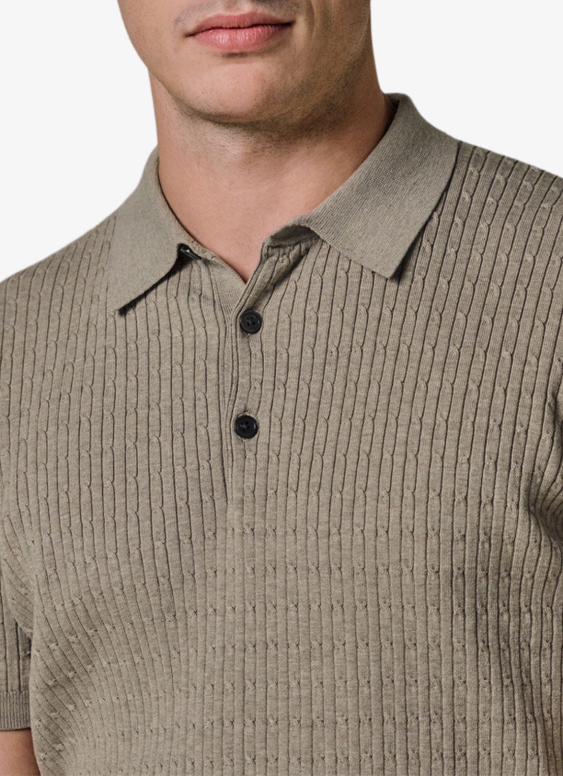 Profuomo Regular fit polo in zijdeblend - detail 5 beige