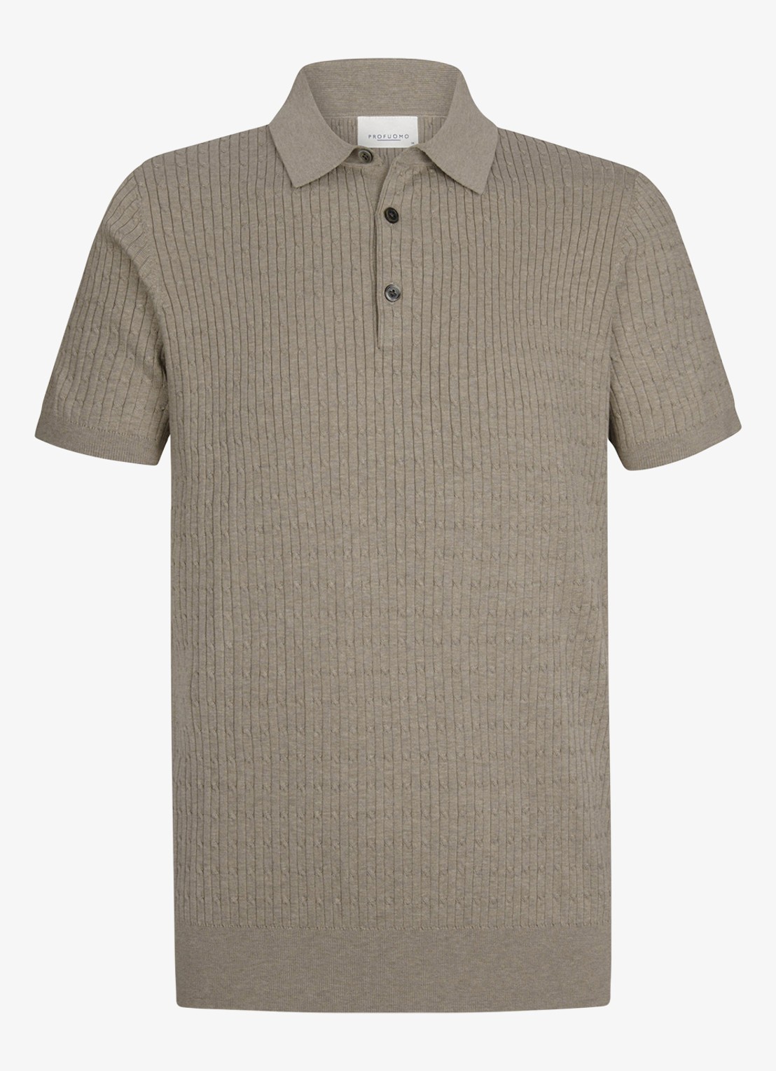 Profuomo Regular fit polo in zijdeblend - voorkant beige