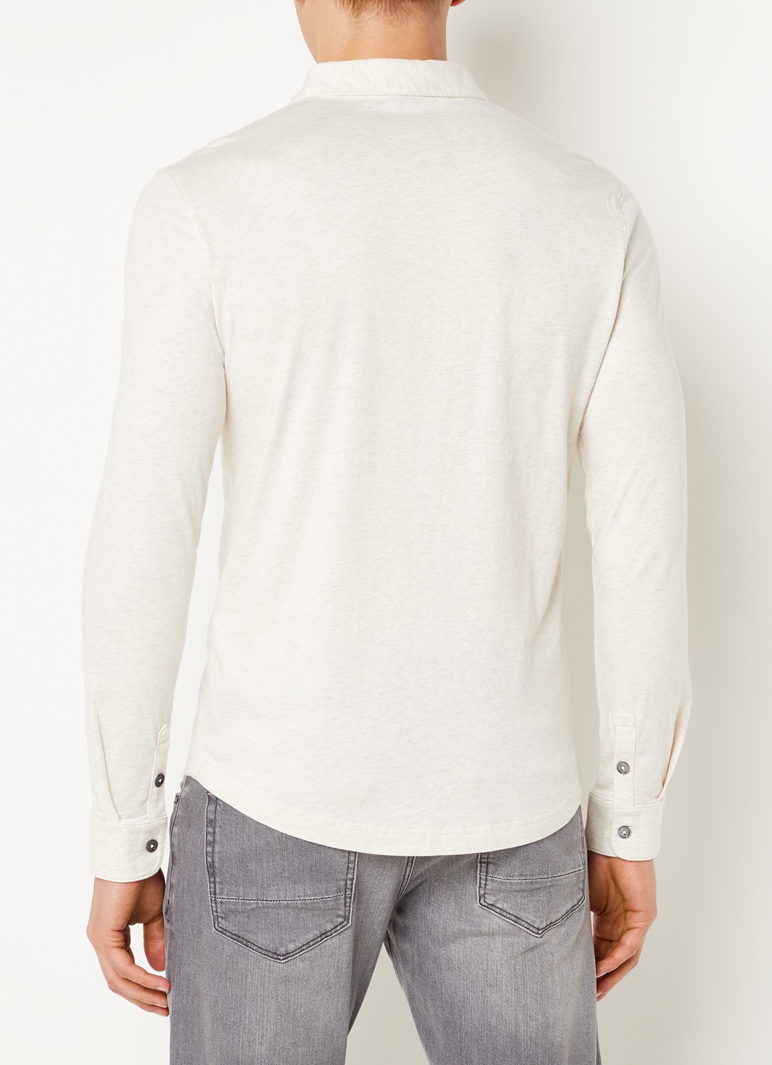 Profuomo Regular fit polo met gemêleerd dessin - achterkant 4 beige
