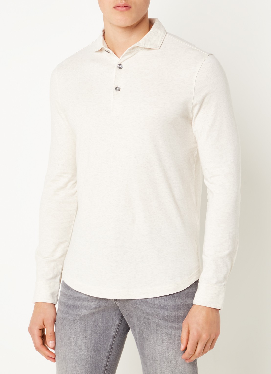 Profuomo Regular fit polo met gemêleerd dessin - detail 3 beige