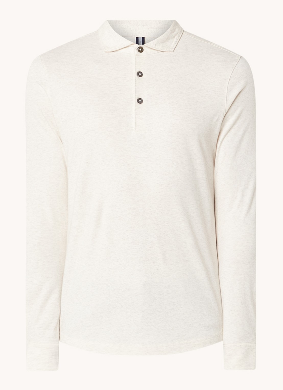 Profuomo Regular fit polo met gemêleerd dessin - voorkant beige