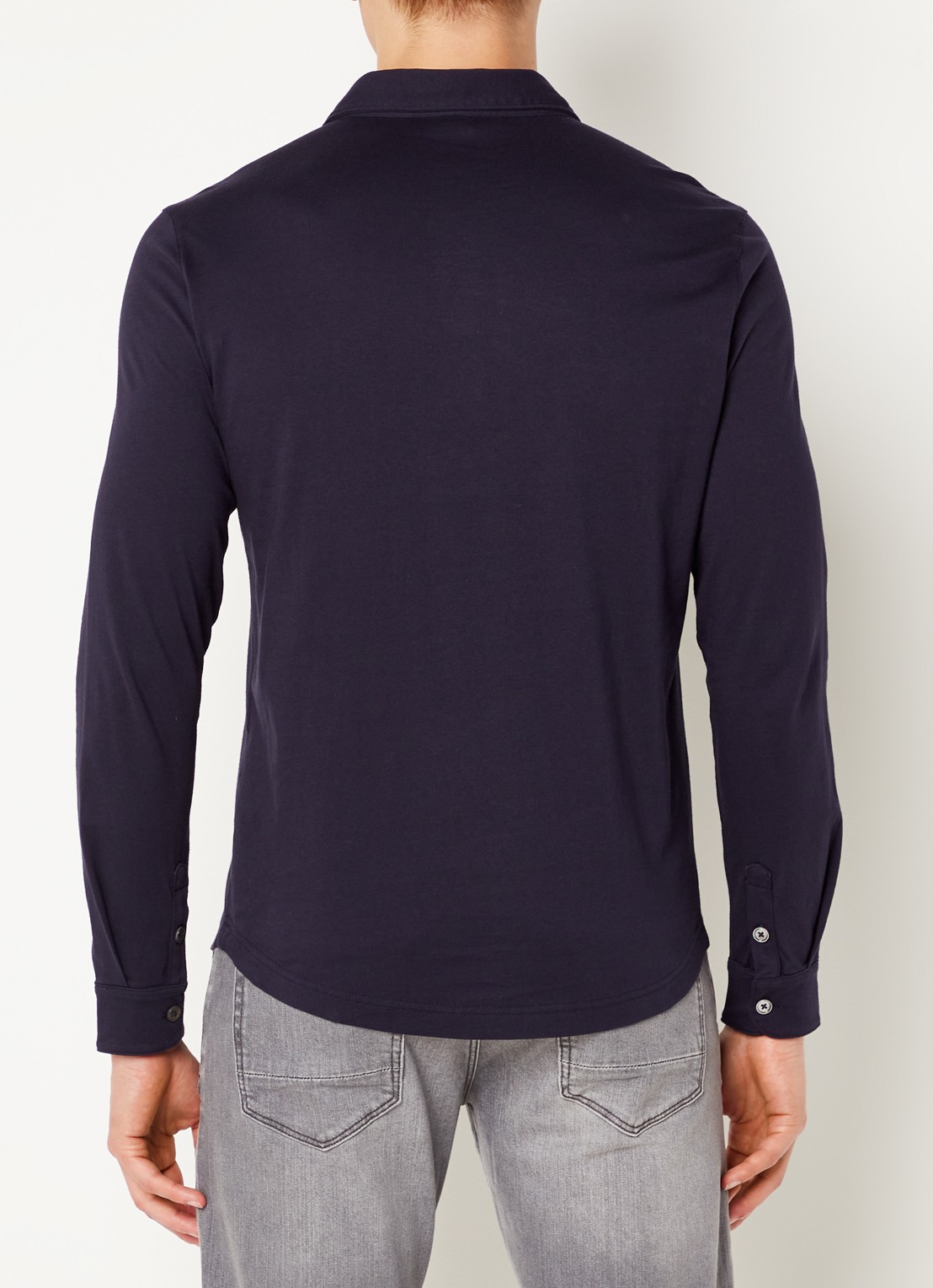 Profuomo Regular fit polo met stretch - achterkant donkerblauw
