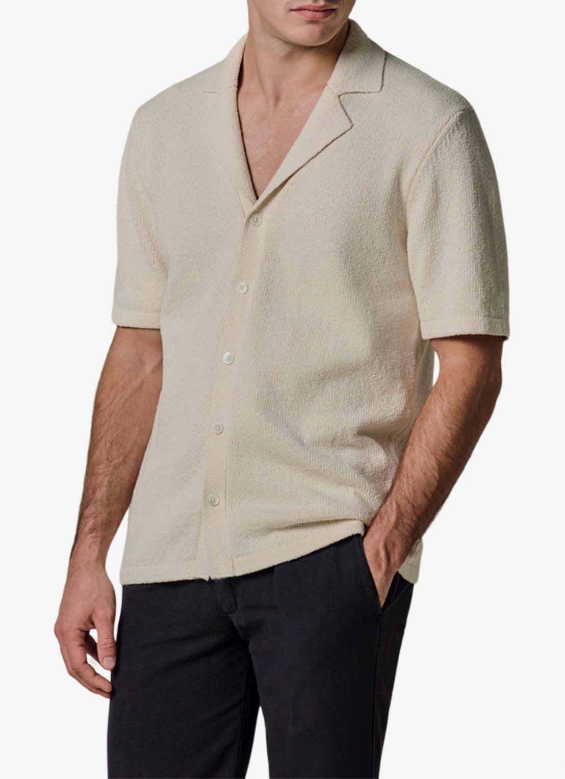 Profuomo Regular fit polo met structuur - detail 4 gebroken wit