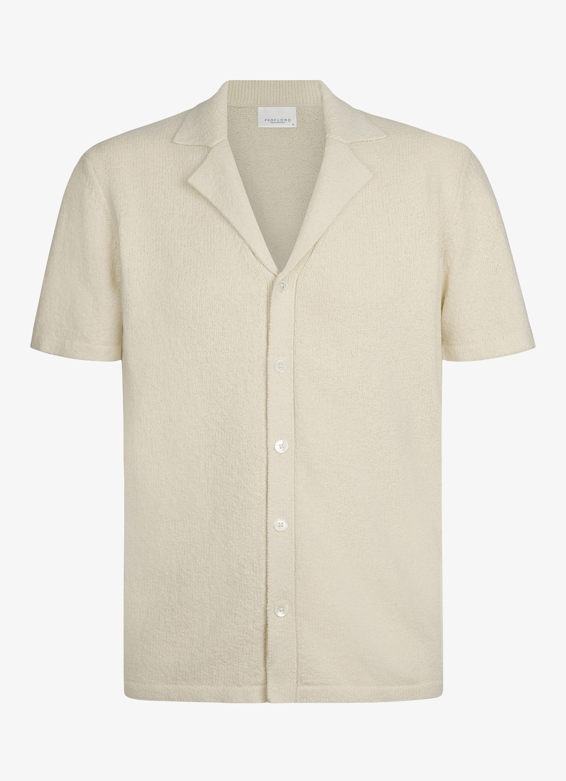 Profuomo Regular fit polo met structuur - voorkant 2 gebroken wit