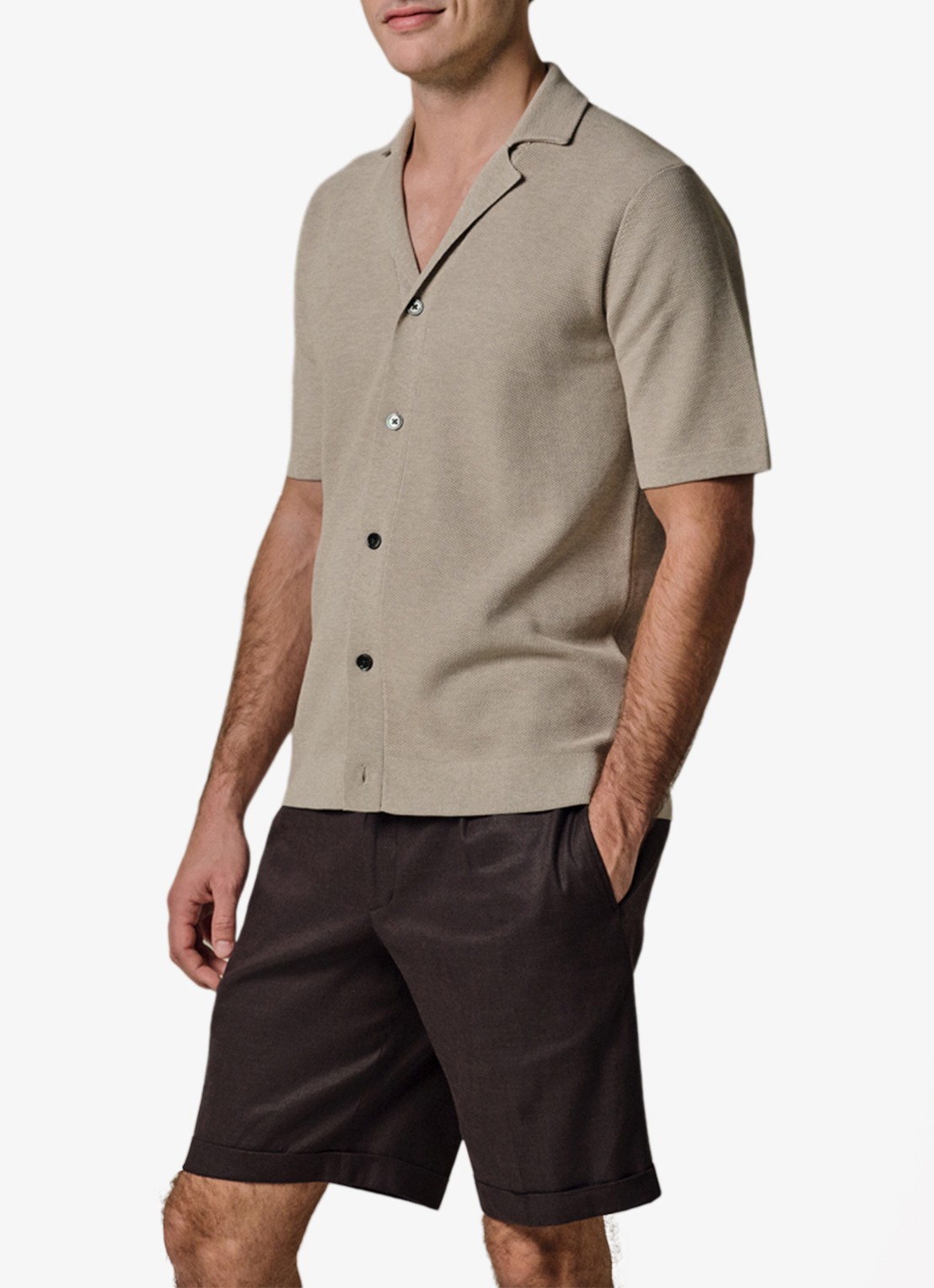 Profuomo Regular fit polo met structuur - detail 4 beige