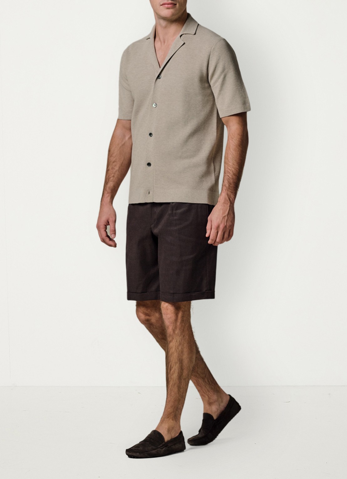 Profuomo Regular fit polo met structuur - voorkant 2 beige
