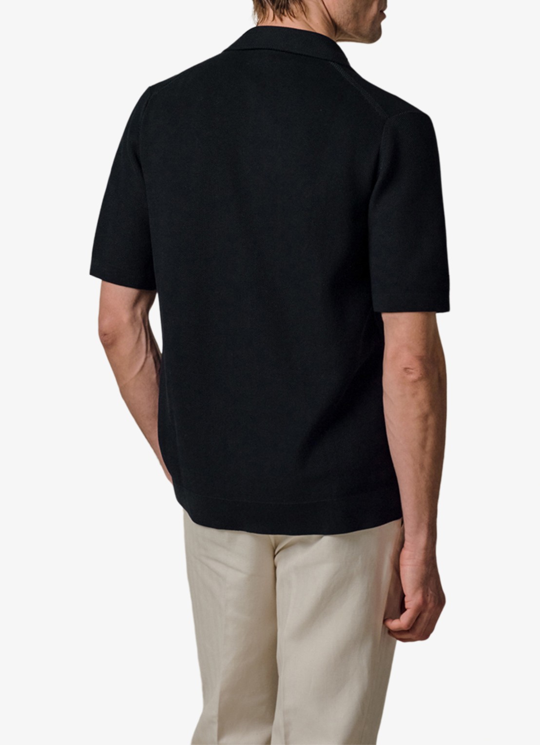 Profuomo Regular fit polo met structuur - achterkant 3 donkerblauw