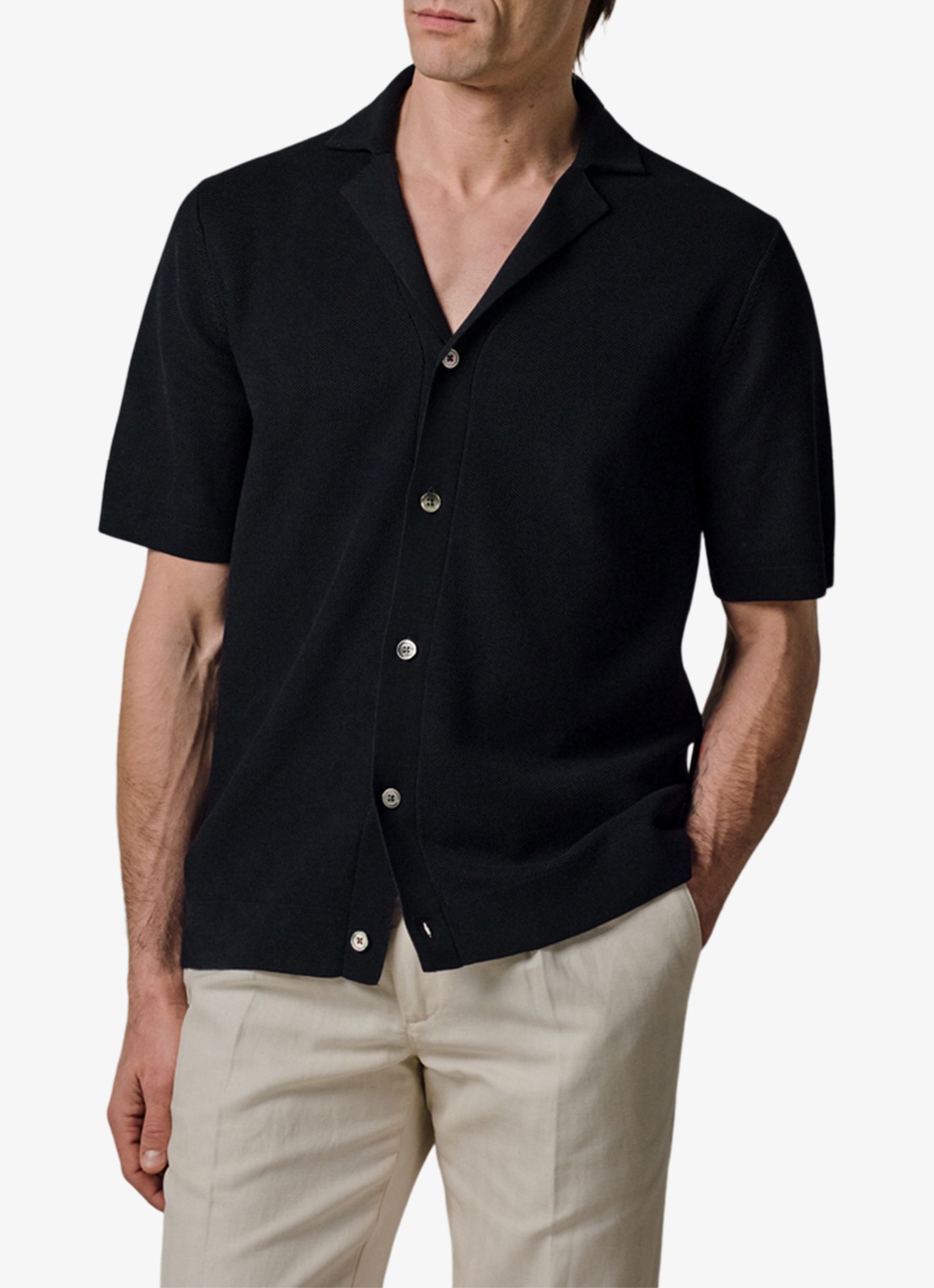 Profuomo Regular fit polo met structuur - detail 4 donkerblauw