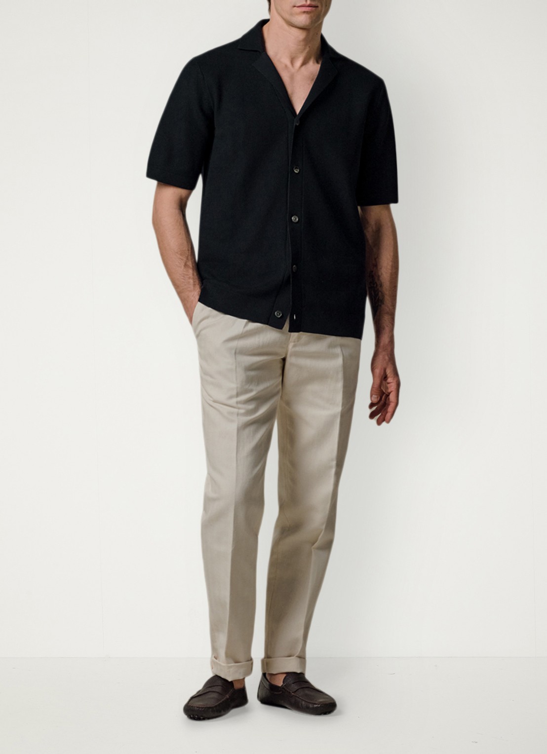 Profuomo Regular fit polo met structuur - voorkant 2 donkerblauw