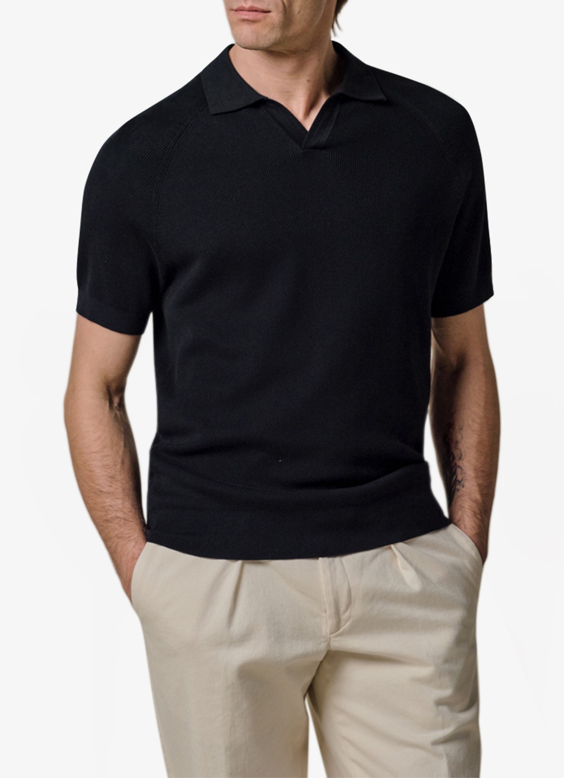 Profuomo Regular fit polo met structuur - detail 4 donkerblauw