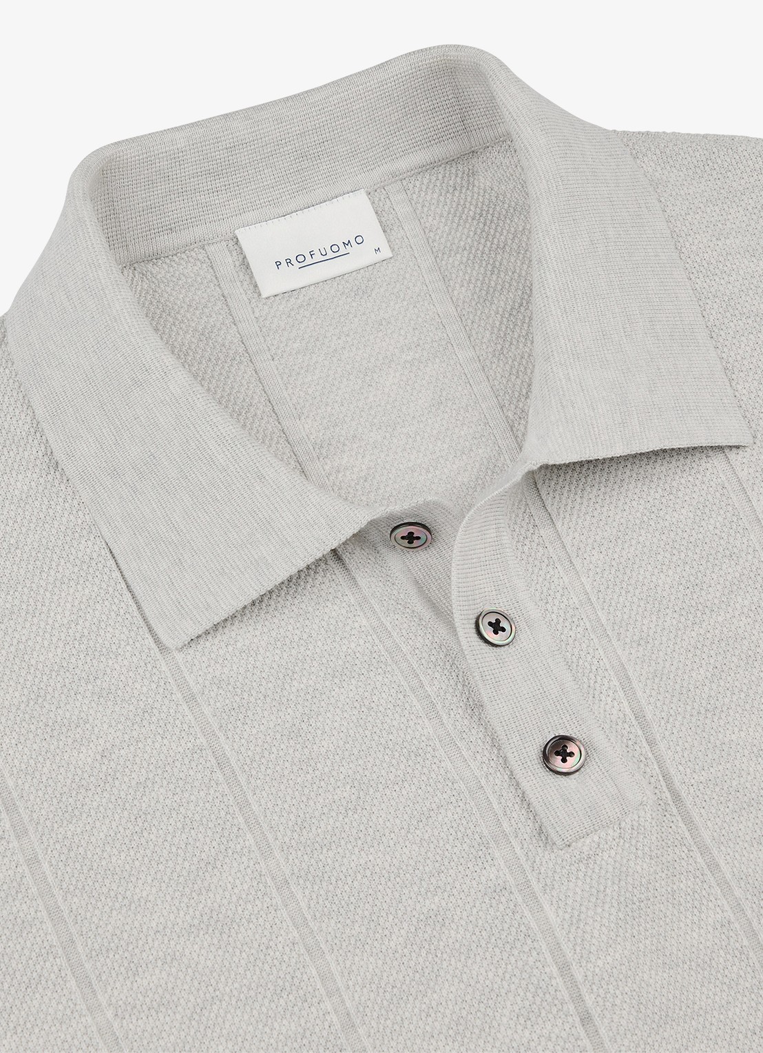 Profuomo Regular fit polo met structuur - detail 3 lichtgrijs