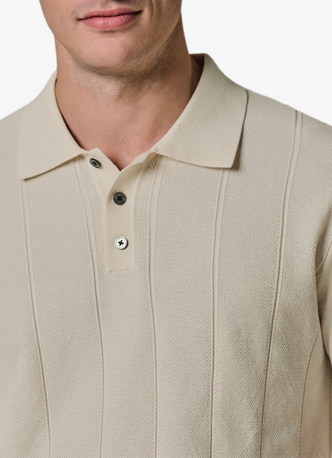 Profuomo Regular fit polo met structuur - detail 4 gebroken wit