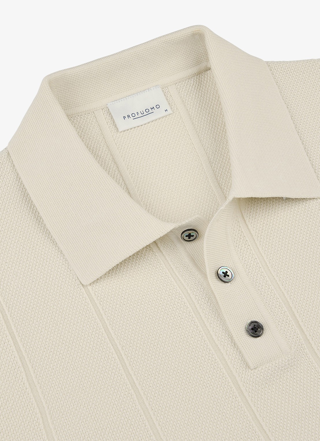 Profuomo Regular fit polo met structuur - detail 5 gebroken wit