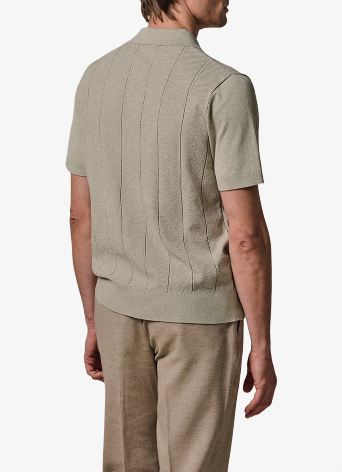 Profuomo Regular fit polo met structuur - achterkant 3 beige